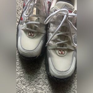 Valentino Garavani White and Red Athletic Shoes